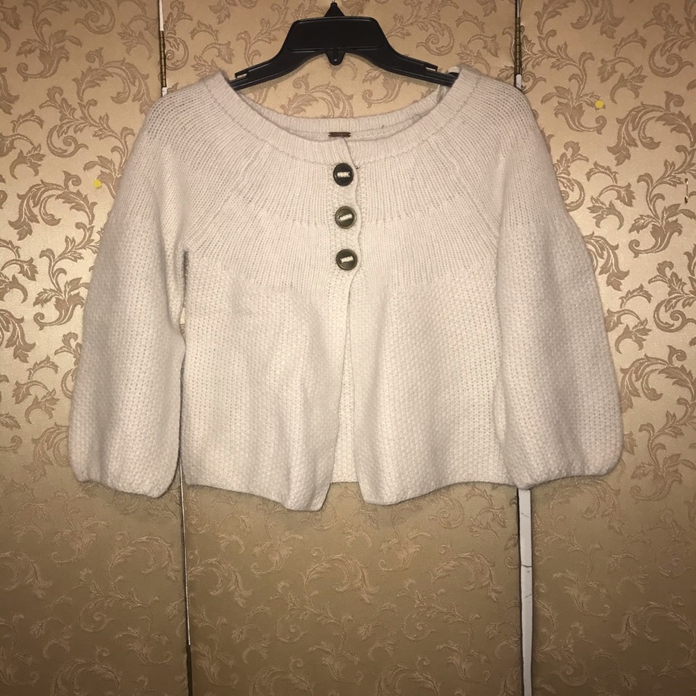 Free People Off White Swing Cropped Cardigan XS